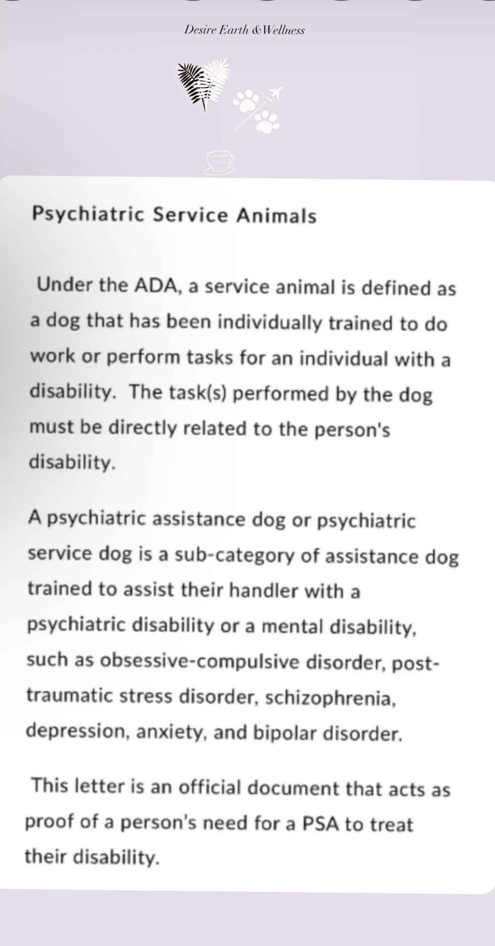 Services Animals PSA&ESA Assessment 🐾